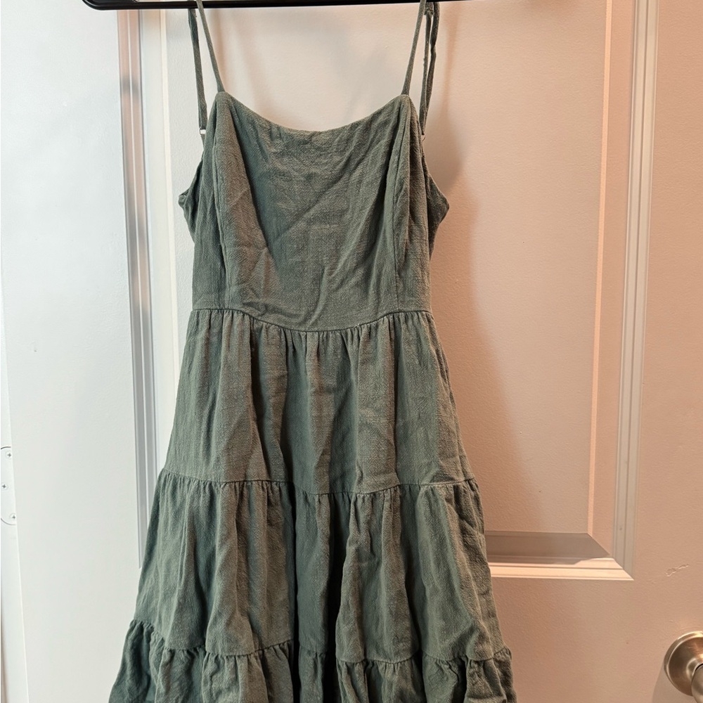 Lulu's Sage Green Tiered Mini Dress